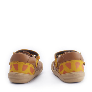 Bestie, Tan leather giraffe rip-tape first walking shoes