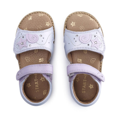 Seashore, Lilac iridescent leather girls rip-tape sandals