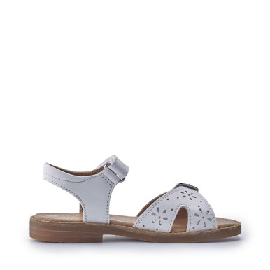 Holiday, White leather girls rip-tape sandals