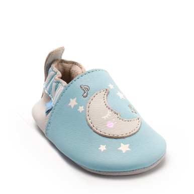 Fable, Pale blue leather lullaby baby pram shoes