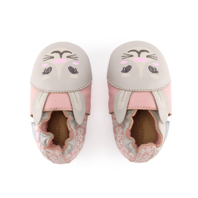 Fable, Grey leather bunny baby pram shoes