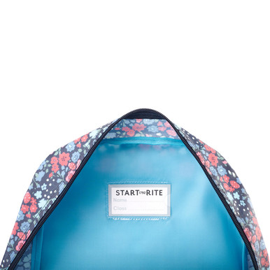 Bundle, Navy coated fabric/floral print school backpack