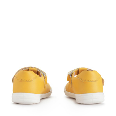 Playground, Yellow leather girls T-bar rip-tape pre-school casual shoes
