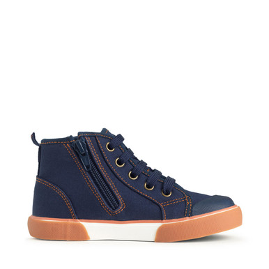 Arcade, Navy canvas closed zip up canvas high top