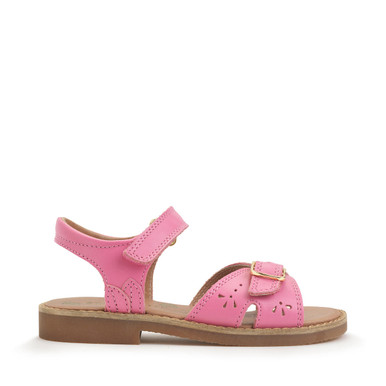 Holiday, Rose pink leather girls rip-tape sandals
