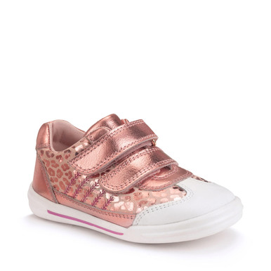 Roundabout, Rose gold leather girls rip-tape pre-school casual shoes