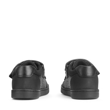 Start-Rite Shoes Spider Web, Black Leather Boys Rip-tape Casual School Shoes