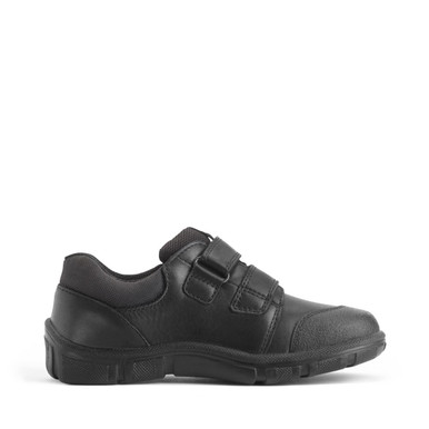 Start-Rite Shoes Topic, Black Leather Simply By Start-Rite Boys Dual-Fit Rip-tape School Shoes