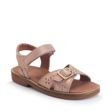 Start-Rite Shoes Holiday, Taupe Pearlised Leather Girls Rip-tape Sandals