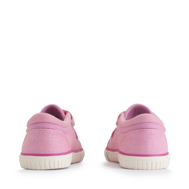 Start-Rite Shoes Sandy Beach, Pink Glitter Rainbow Girls Closed Rip-tape Canvas Shoes