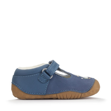 Start-Rite Shoes Squish, Denim Blue Nubuck/leather Babies T-bar Pre-walker Shoes