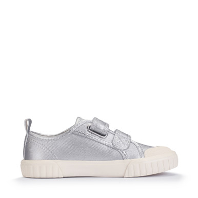 Start-Rite Shoes Tide, Silver Canvas Kids Closed Rip-tape Canvas Shoes