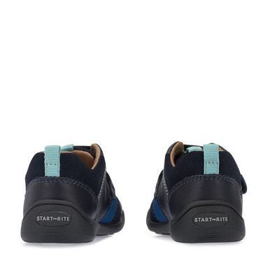 Grip, Navy leather boys rip-tape first walking shoes
