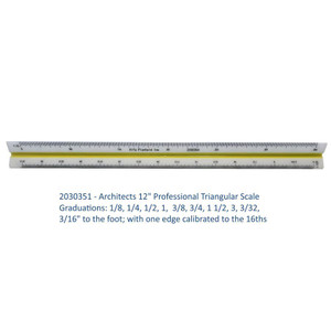 Triangular Ruler Architect Scale 1/8,1/4,1/2,1,3/8,3/4,1 1/2,3,3/32,3/16" - AlfaPlanhold Canada