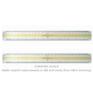 4-Bevel Metric/Imperial Conversion Cheater Scale 12" Flat Scale 1:5, 1:10, 1:20, 1:50 and 1:100 feet/inch - AlfaPlanhold Canada 4-Bevel Metric/Imperial Conversion Cheater Scale 12" Flat Scale 1:5, 1:10, 1:20, 1:50 and 1:100 feet/inch - AlfaPlanhold Canada