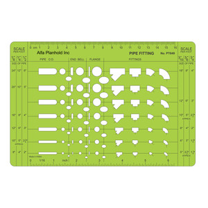 Pacific Arc Pipe Fitting Template with 91 openings, 1/8", 3/16", 1/4", 3/8", 1/2" & 3/4" Size 5" x 8" PT-649 - AlfaPlanhold Canada Pacific Arc Pipe Fitting Template with 91 openings, 1/8", 3/16", 1/4", 3/8", 1/2" & 3/4" Size 5" x 8" PT-649 - AlfaPlanhold Canada