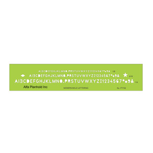 Pacific Arc Modern Bold Lettering Template, sizes 1/8", 3/16", & 1/4" capitals Size 2" x 10", PT-726 - AlfaPlanhold Canada Pacific Arc Modern Bold Lettering Template, sizes 1/8", 3/16", & 1/4" capitals Size 2" x 10", PT-726 - AlfaPlanhold Canada