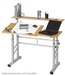 Safco Height Adjustable Split Level Design/Drafting Table shown with accessories - AlfaPlanhold Canada Safco Height Adjustable Split Level Design/Drafting Table shown with accessories - AlfaPlanhold Canada