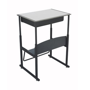 AlphaBetter® Adjustable-Height Stand-Up Desk, 28 x 20" Premium or Dry Erase Top, Book Box and Swinging Footrest Bar 1203GR - AlfaPlanhold Canada AlphaBetter® Adjustable-Height Stand-Up Desk, 28 x 20" Premium or Dry Erase Top, Book Box and Swinging Footrest Bar 1203GR - AlfaPlanhold Canada