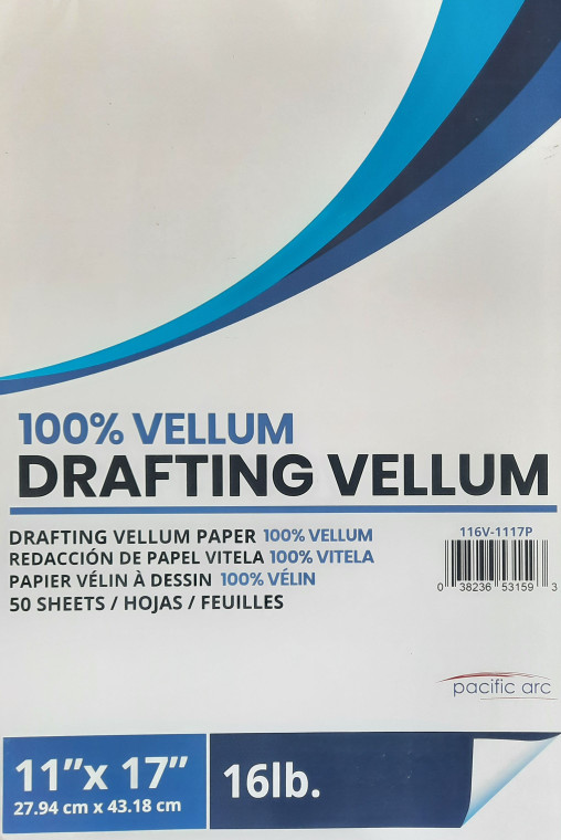 Professional Drafting Vellum 11" x 17" Pad of 50 Sheets 116V-1117P - AlfaPlanhold.Com