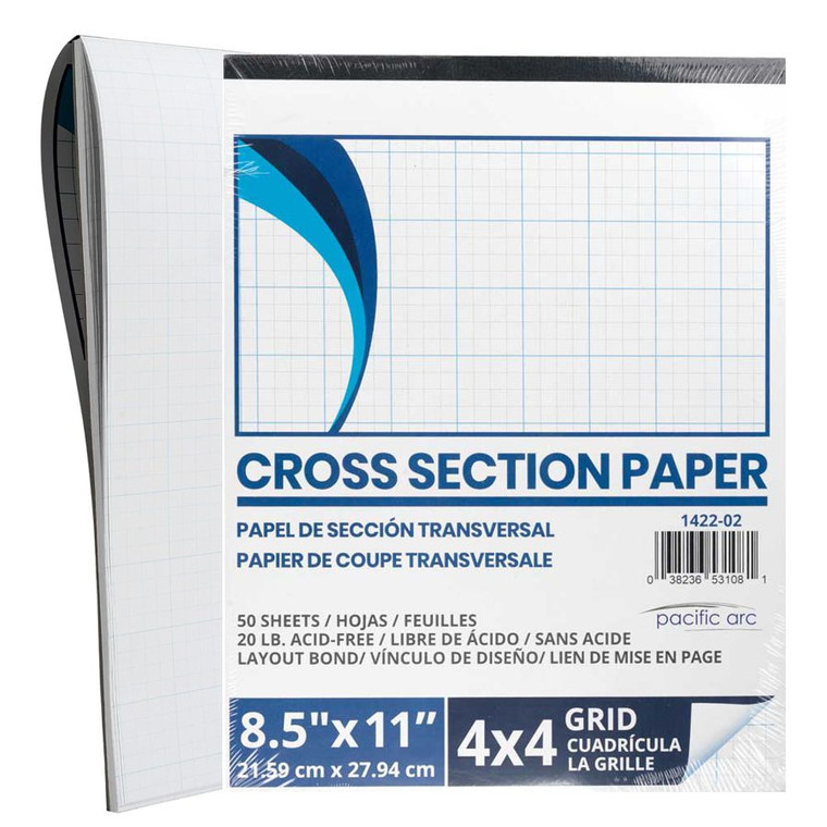 Pacific Arc Cross Section Paper Pad, 50 Sheets, 8.5 Inch x 11 Inch, 4 x 4 Grid 1422-02 - AlfaPlanhold.Com