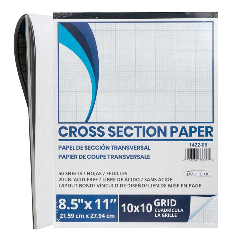 Pacific Arc Cross Section Paper Pad, 50 Sheets, 8.5 Inch x 11 Inch, 10 x 10 Grid 1422-05 - AlfaPlanhold.Com