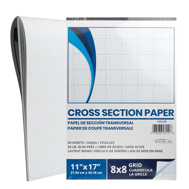 Pacific Arc Cross Section Paper Pad, 50 Sheets, 11 Inch x 17 Inch, 8 x 8 Grid 1422-09 - AlfaPlanhold.Com