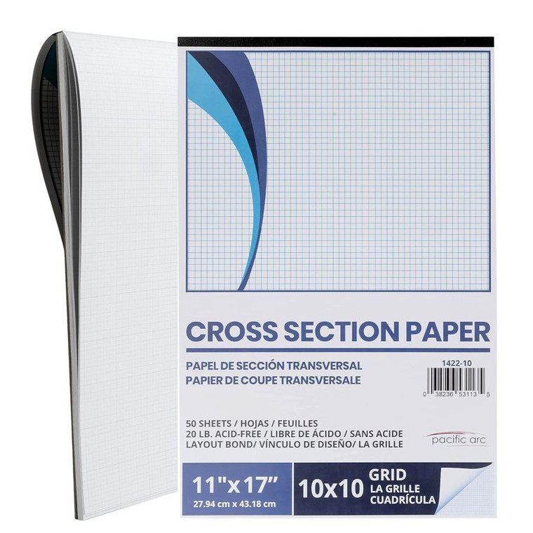 Pacific Arc Cross Section Paper Pad, 50 Sheets, 11 inch x 17 Inch, 10 x 10 Grid 1422-10 - AlfaPlanhold.Com