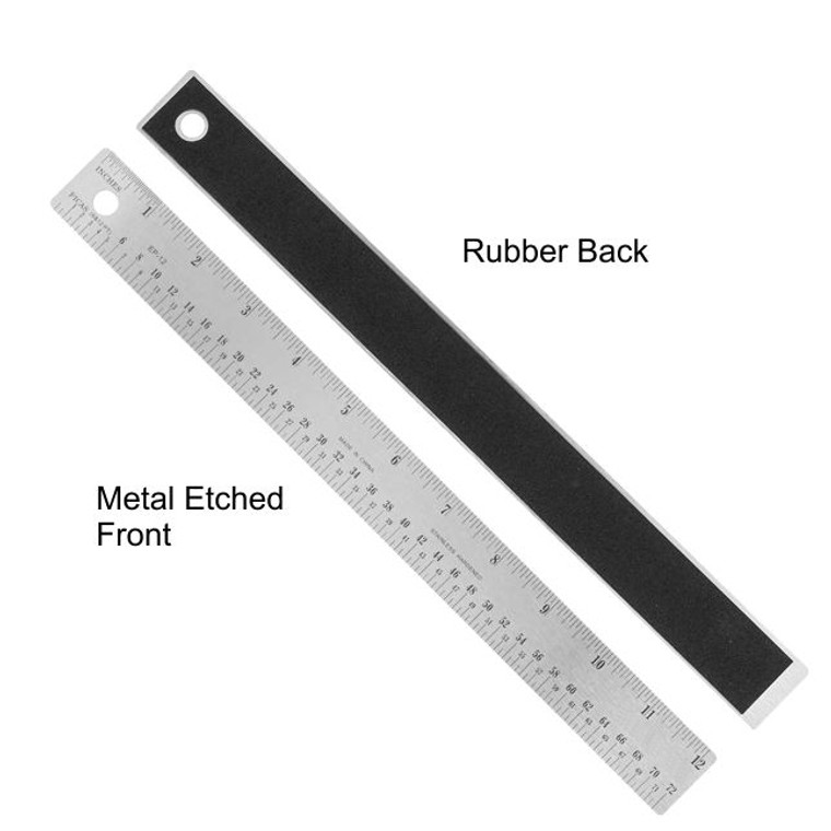 Stainless Steel Ruler with Inch (32nd & 64th) and Pica, Non Skid Rubber Back EP-12  - AlfaPlanhold Canada