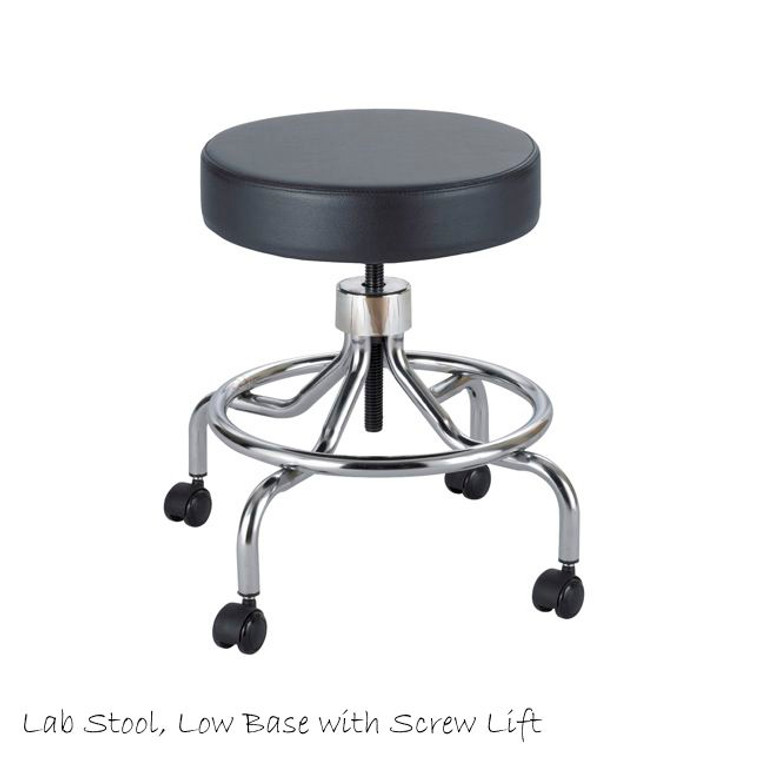 Safco Lab Stool Manual Low Base Black 3432BL - AlfaPlanhold.Com