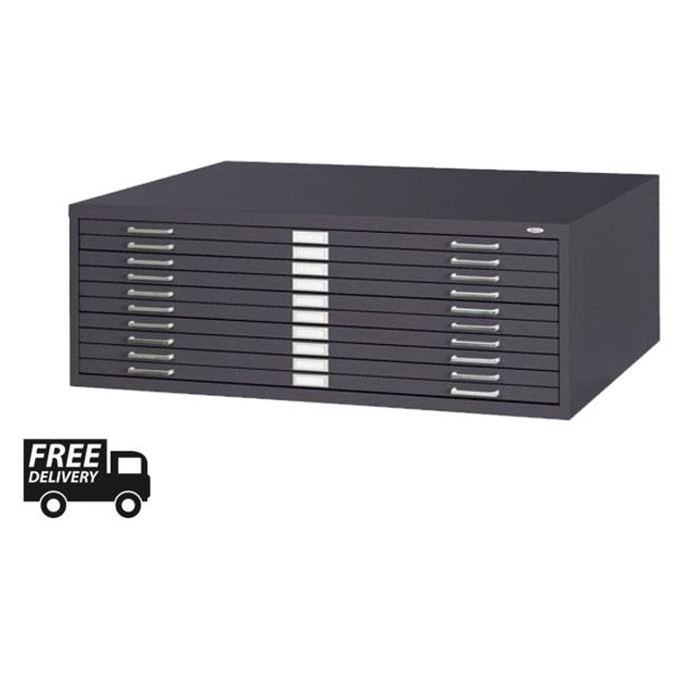 Safco 10-Drawer Steel Flat File for 30" x 42" Documents 4986BL - AlfaPlanhold.Com