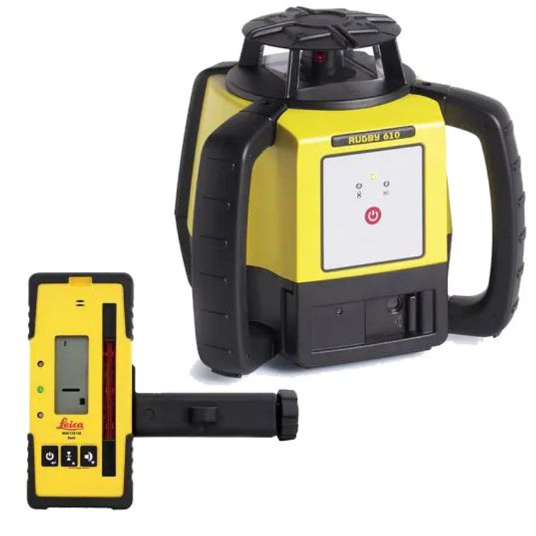 Leica Rugby 610 Alkaline Flat Rotating Laser Level with Rod Eye 120  6011150 AlfaPlanhold.Com