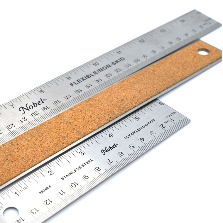 Stainless Steel Ruler with Cork Backing Metric/Imperial  12" NB 24R-12 - AlfaPlanhold.Com