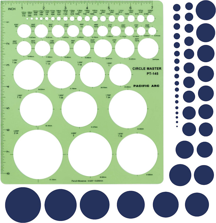 Pacific Arc PT-145 Template Circle Master with circles  - AlfaPlanhold.Com