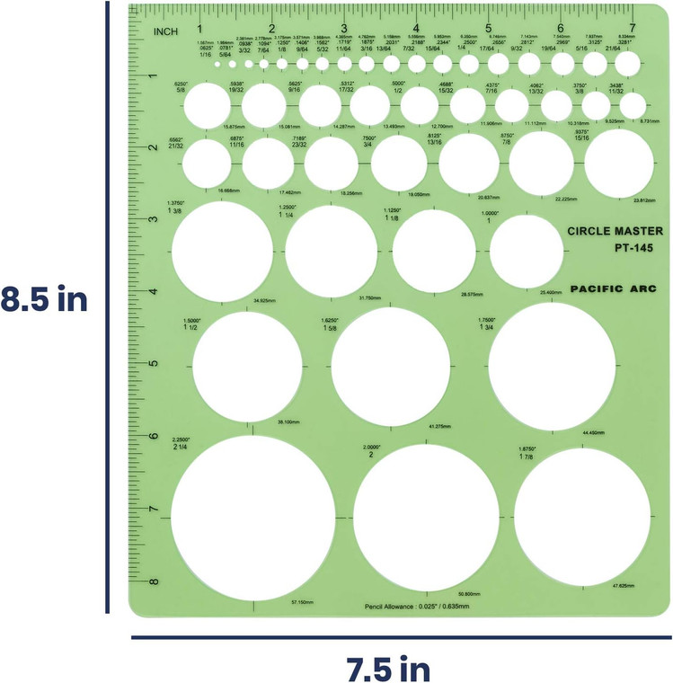 Pacific Arc PT145 Template Circle Master 1/16 - 2-1/4  - AlfaPlanhold.Com