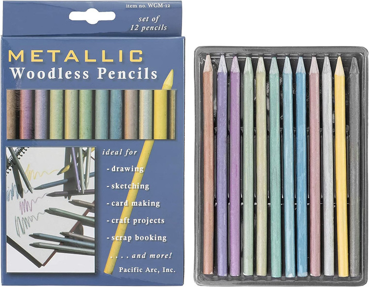 Metallic Woodless Pencils - set of 12 (one ea all 12 colors) WGM-12- AlfaPlanhold.Com