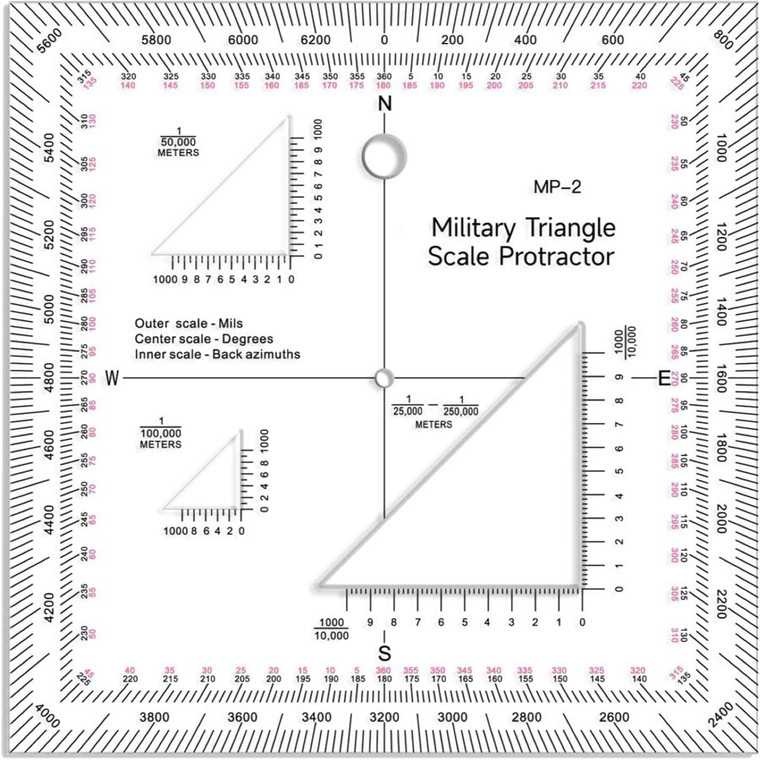 Military Style Coordinate Scale Map Reading and Protractor, Military Protractor for Land Navigation - AlfaPlanhold Canada