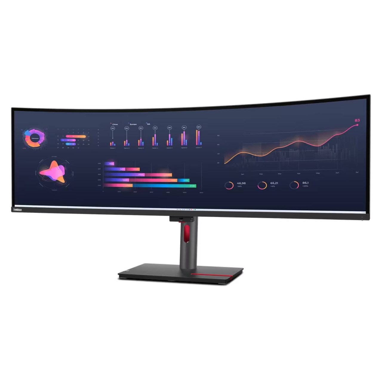 Lenovo Thinkvision P49W-30 49" Monitor 2 HDMI 0 VGA 5 USB 350nits 60Hz IPS 4ms | 63DBRAR1US | Manufacturer Refurbished