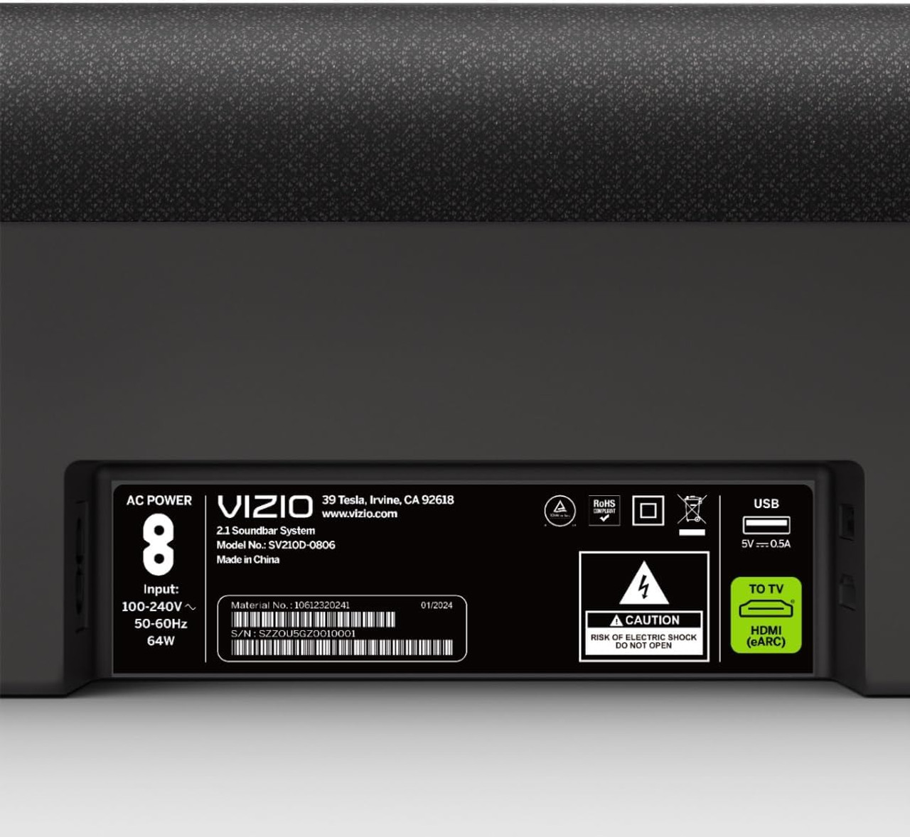 VIZIO All-in-One Soundbar Dolby Atmos and DTS:X, Bluetooth Speaker- SV210D-0806 | Refurbished | VO.HU.B76433