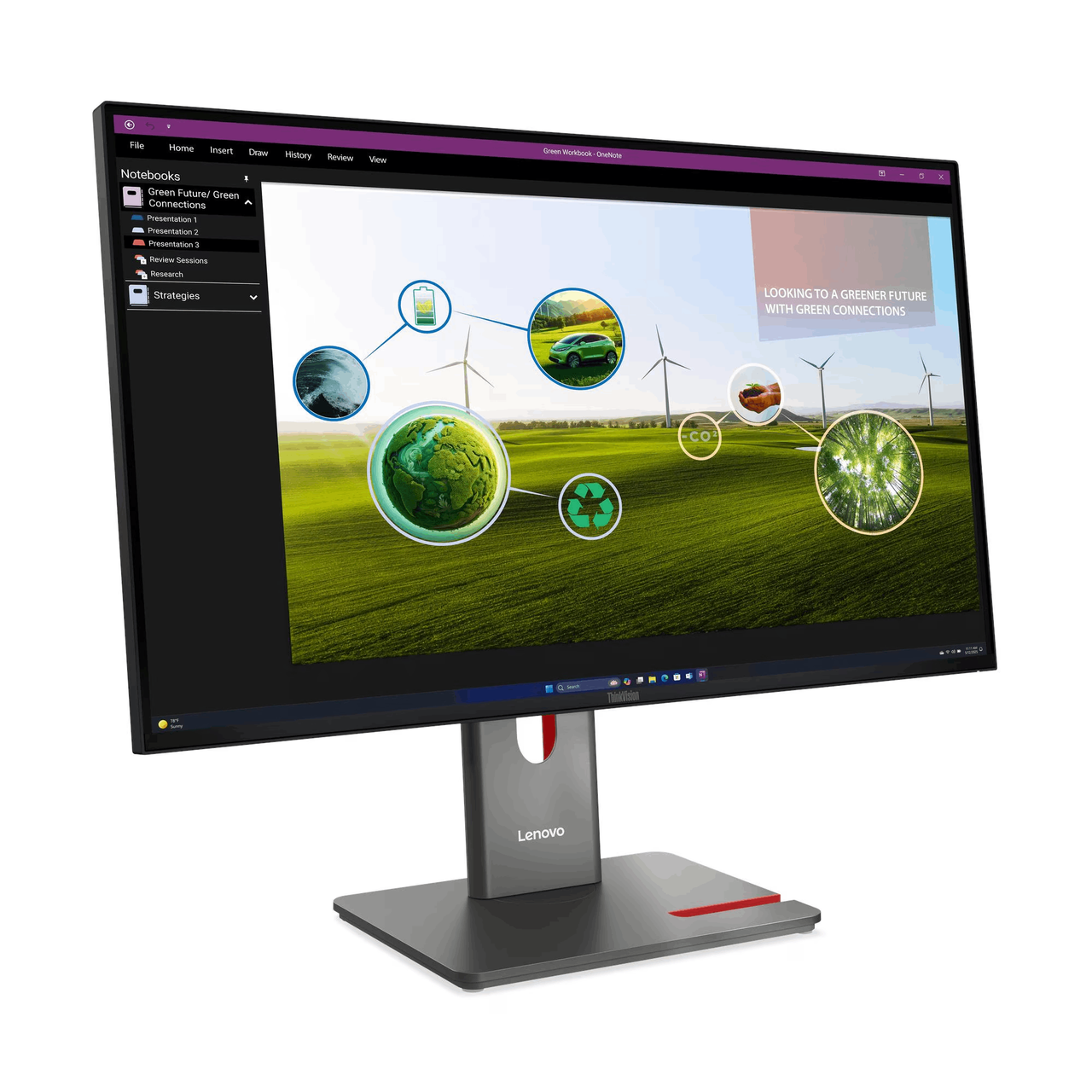 Lenovo Thinkvision P27Q-40 27" Monitor 2560x1440 1HDMI 5USB 350nit 120Hz IPS 4ms | Brand New