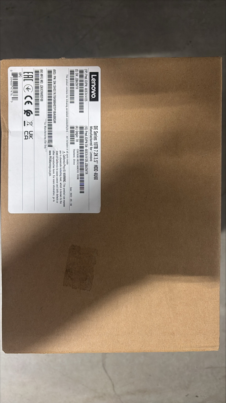 Lenovo 4XB7A14126 - 10TB HDD 7.2k RPM 3.5" Hard Drive DE Series New in Box | Brand New