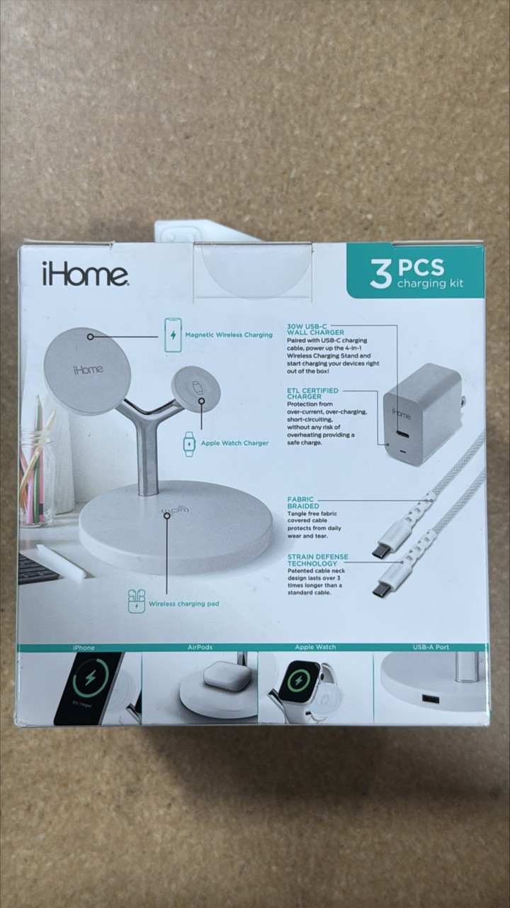 iHome Magnetic Charging Stand, Wireless Charger for iPhone, Apple Watch, AirPods | Brand New