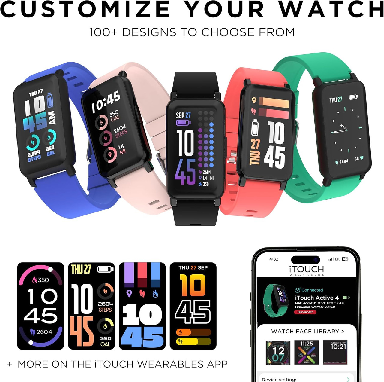 iTouch Wearables Smartwatch Active 4 New In Box Black | Brand New