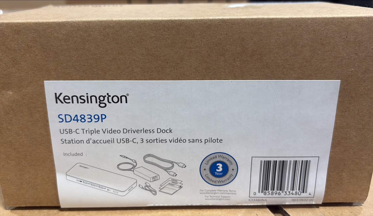 Kensington SD4840P Triple 4k Display USB-C Driverless Docking Station New in Box | Brand New