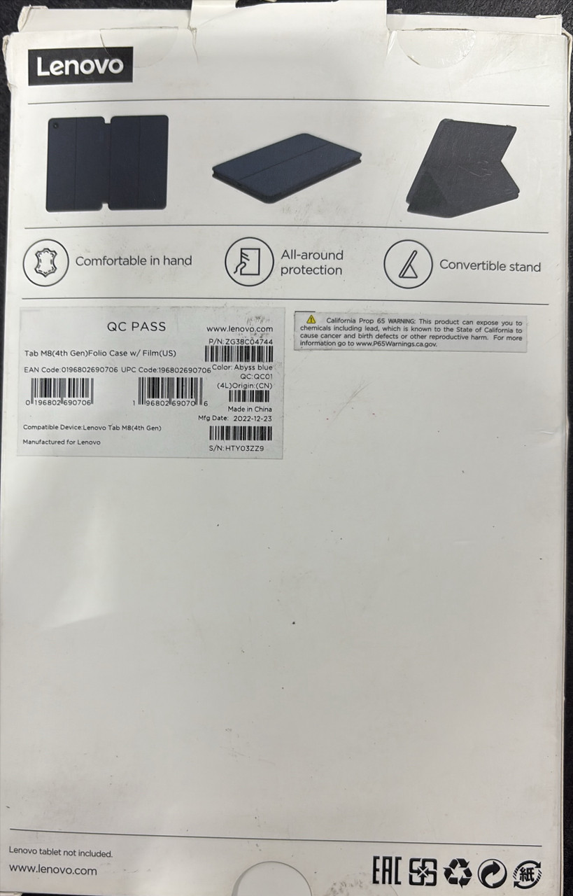 Lenovo Folio Case for Tab M8 Gen 4 (ZG38C04744) - New in Box | Brand New
