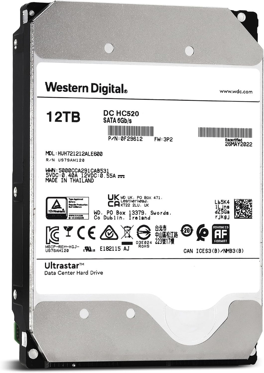 Western Digital HGST WD Ultrastar DC HC520 12TB SATA 6Gb/s 3.5" Data Center SSD - HUH721212ALE600 | Scratch & Dent | MX00224