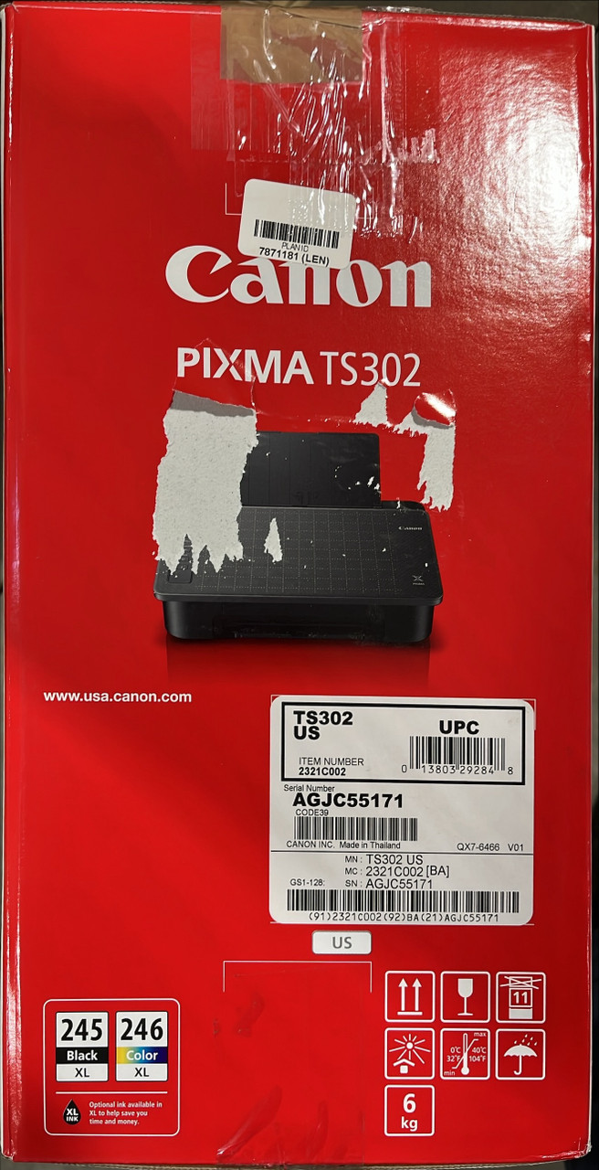 Canon TS302 Wireless, Single Function Inkjet Printer, Black, Works with Alexa | Scratch & Dent | MX00294