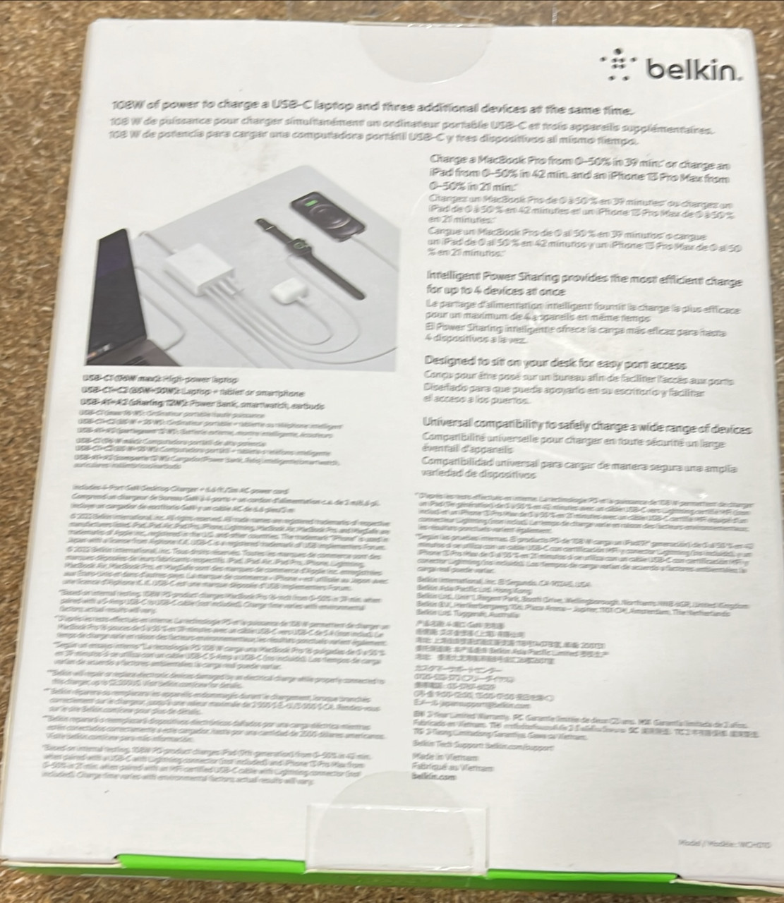 Belkin BoostCharge Pro 4Port GaN Charger 108W USB-C & USB-A Multi-Device Charger | Brand New