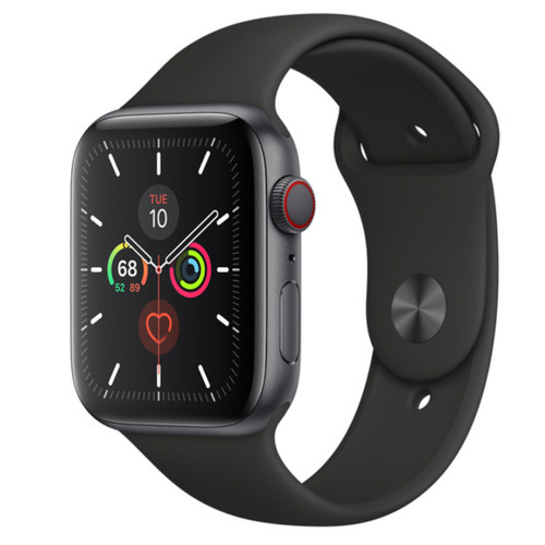 Apple Watch Series 5 (GPS Only, 44mm, Space Gray Aluminum, Black Sport Band) | Refurbished