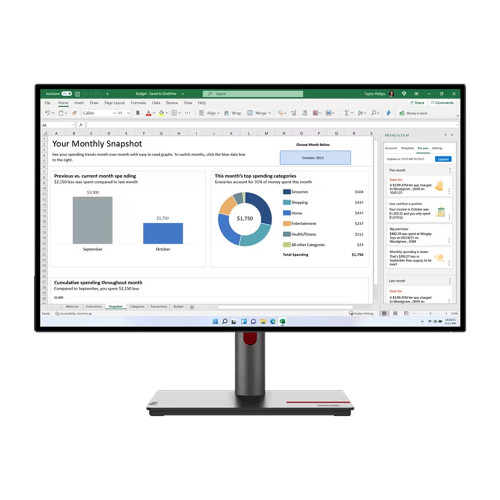 Lenovo Thinkvision P27Q-30 27" Monitor (2560x1440) 5USB 350Nit 60Hz IPS 6ms | Brand New